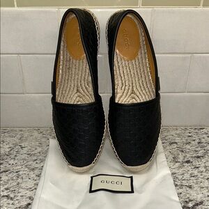 NEW Gucci Black Embossed Espadrilles
